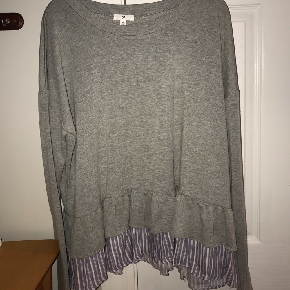 NORDSTROM Long Sleeve with Striped Ruffles